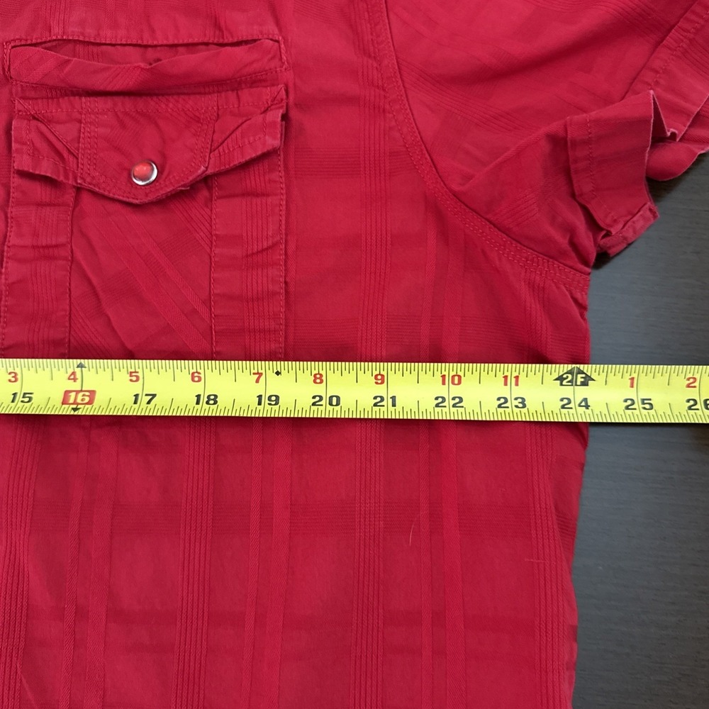 Guess Button Down Short Sleeve Red Snaps Front Logo Men's Size 2XL - Picture 5 of 9